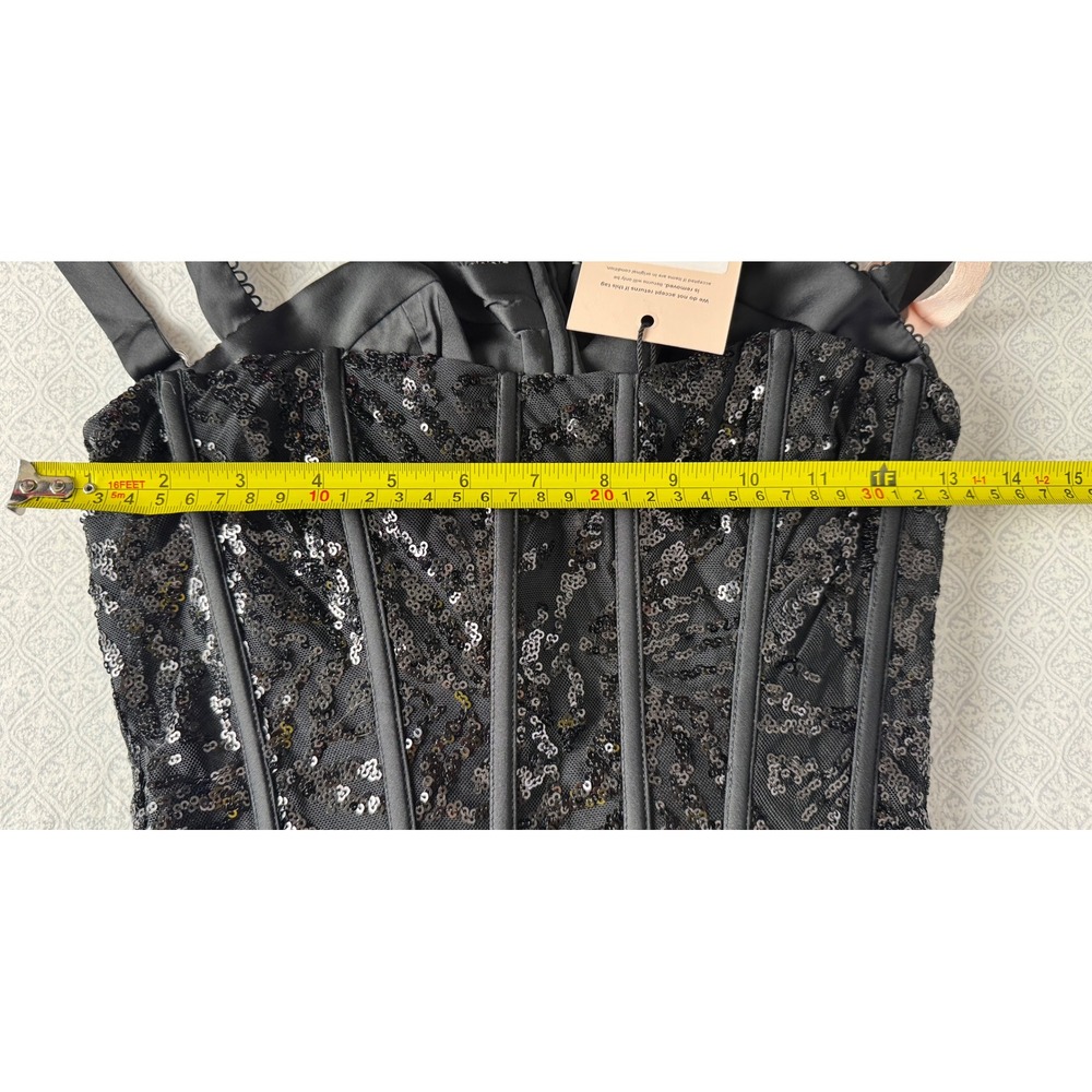 Oh Polly Black Sequin Corset Mini Dress Sweetheart Neckline US 6 NWT - Picture 11 of 11